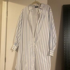 Striped Button-Down Shirt Dress